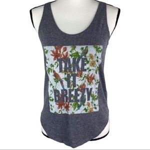 Karma Nation Tank Top Take It Breezy Floral Graphic Top Size M